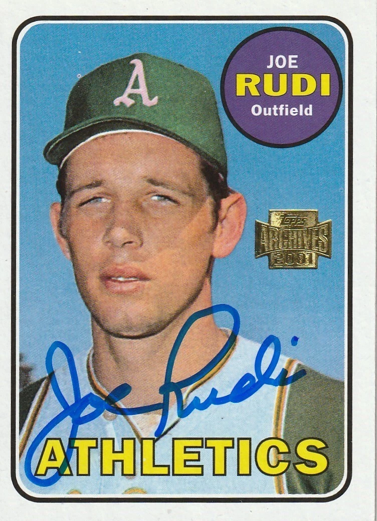 JOE RUDI OAKLAND A'S   SIGNED 2001 TOPPS ARCHIVES CARD #61