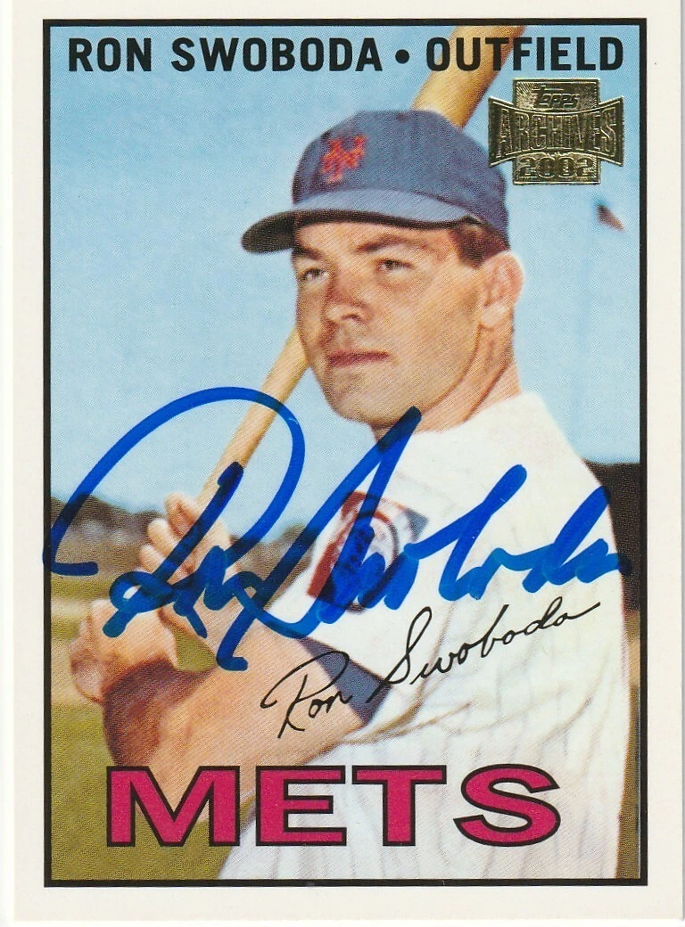 RON SWOBODA NEW YORK METS   SIGNED 2002 TOPPS ARCHIVES CARD #167