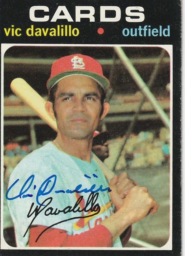 VIC DAVALILLO  ST. LOUIS CARDINALS  SIGNED 1971 TOPPS CARD #4