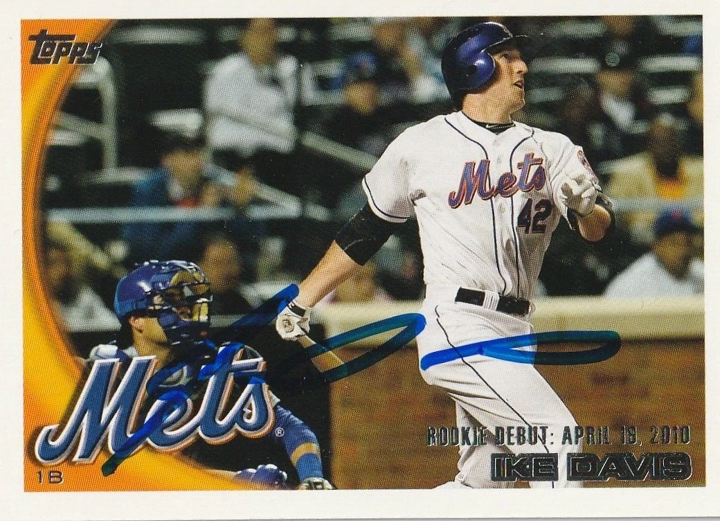 IKE DAVIS NEW YORK METS  SIGNED 2010 TOPPS UPDATE CARD #US-14