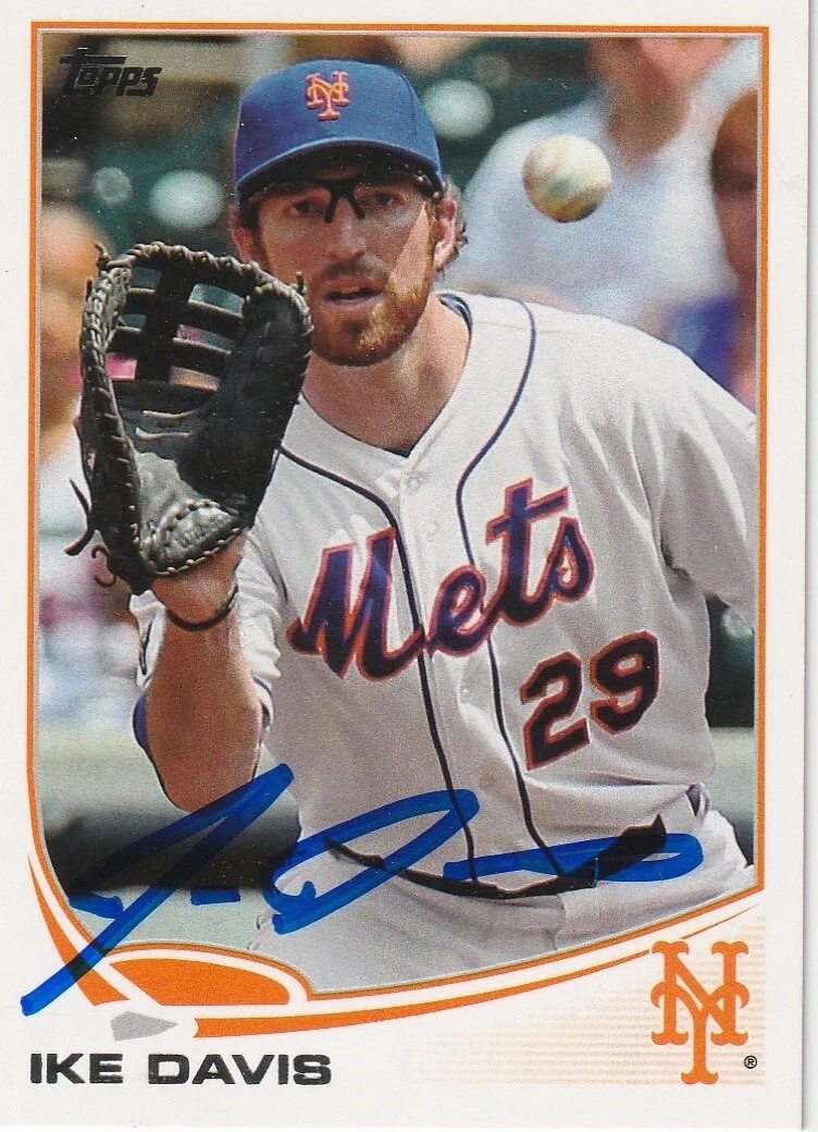 IKE DAVIS NEW YORK METS  SIGNED 2013 TOPPS CARD #129