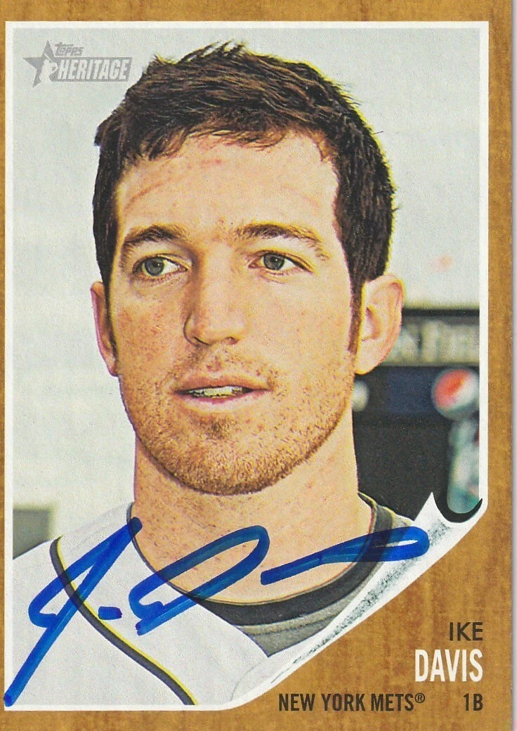 IKE DAVIS NEW YORK METS SIGNED 2011 TOPPS HERITAGE CARD #85