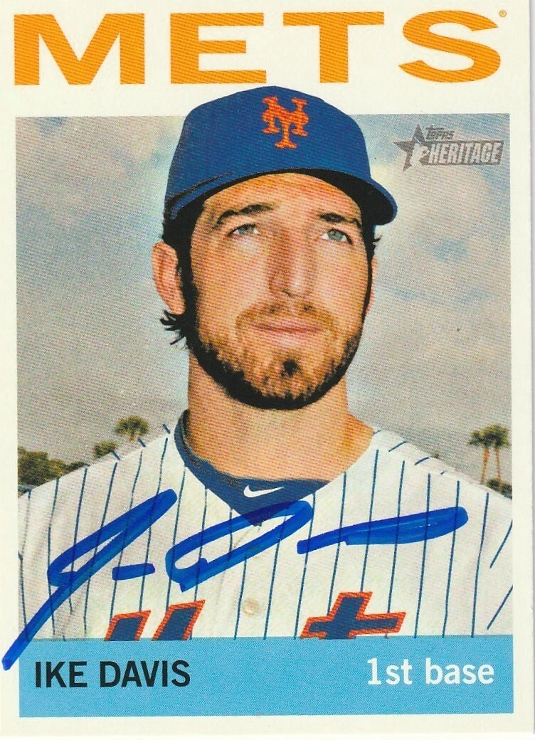 IKE DAVIS NEW YORK METS SIGNED 2013 TOPPS HERITAGE CARD #44