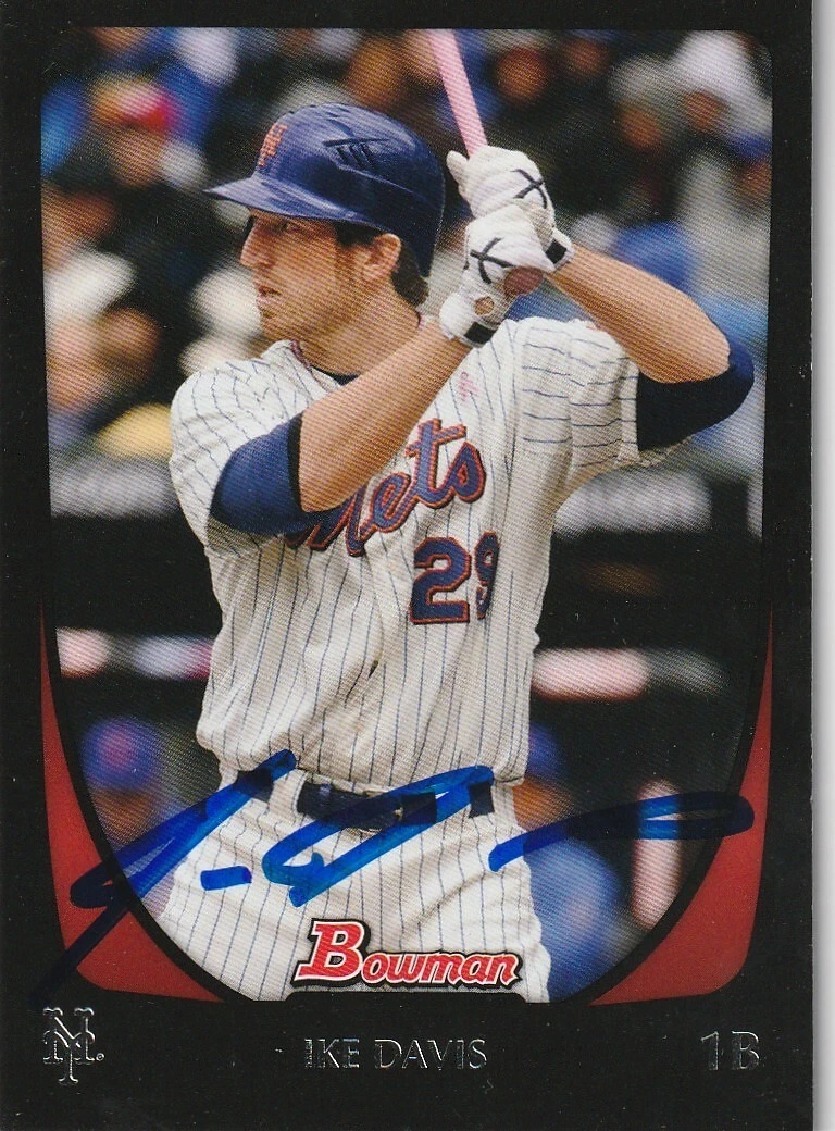IKE DAVIS NEW YORK METS  SIGNED 2011 BOWMAN CARD #74