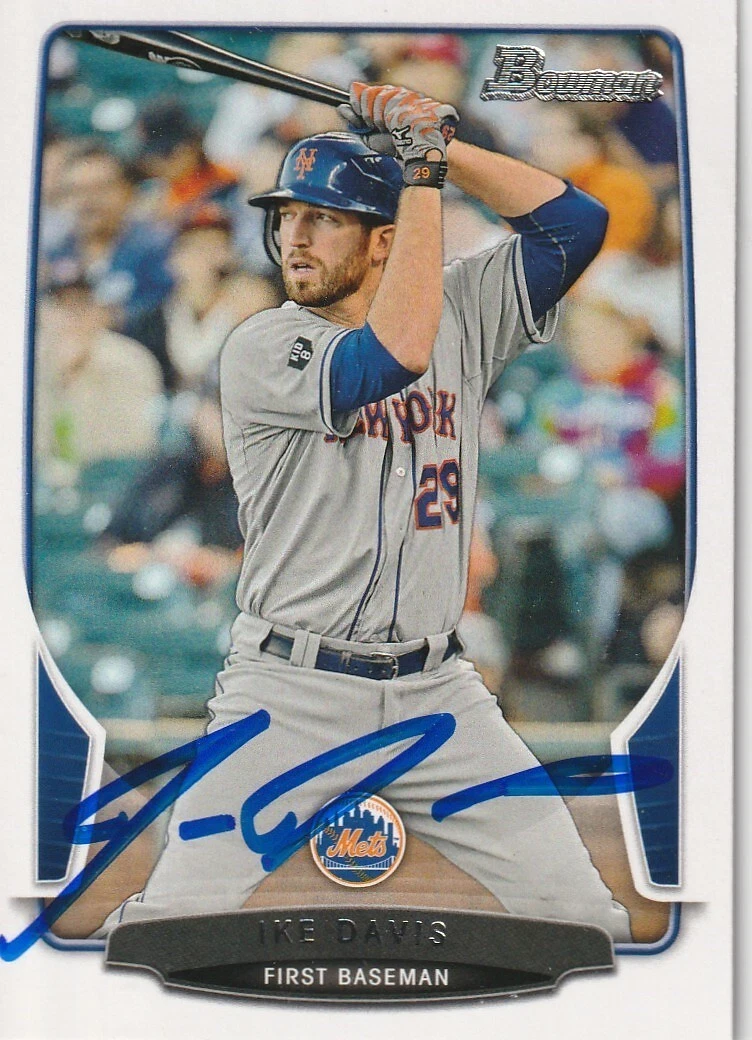 IKE DAVIS NEW YORK METS  SIGNED 2013 BOWMAN CARD #72
