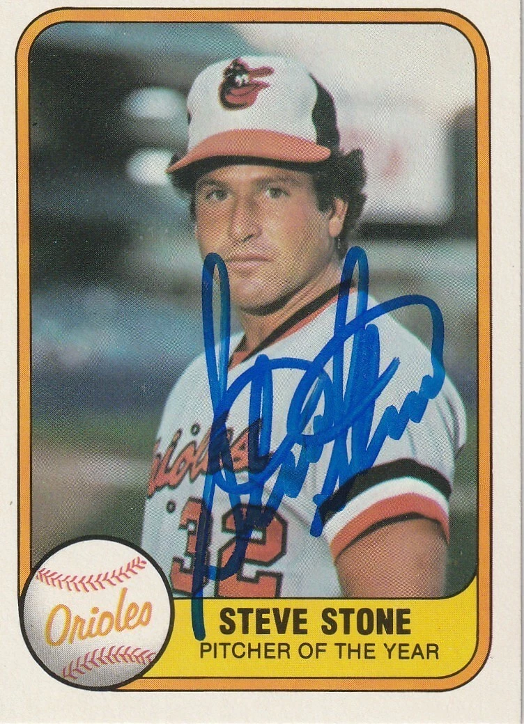 STEVE STONE BALTIMORE ORIOLES  SIGNED 1981 FLEER CARD #170