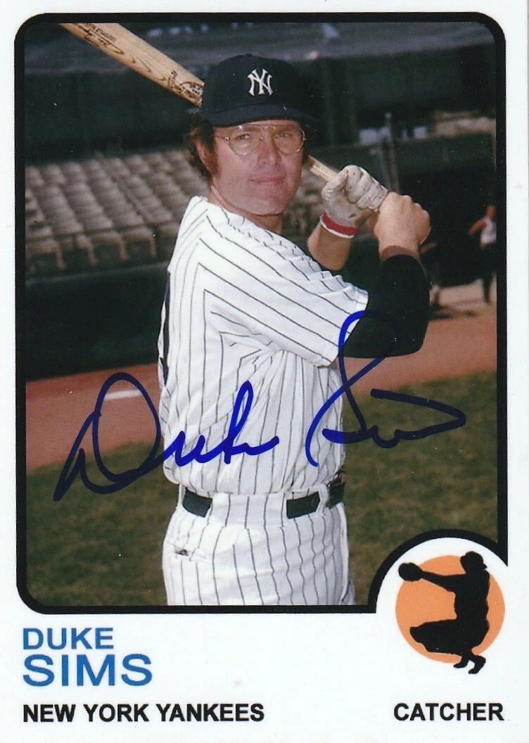DUKE SIMS NEW YORK YANKEES  SIGNED 1973 STYLE CUSTOM CARD