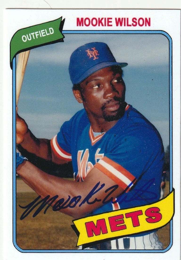 MOOKIE WILSON  NEW YORK METS  SIGNED 1980 STYLE CUSTOM CARD