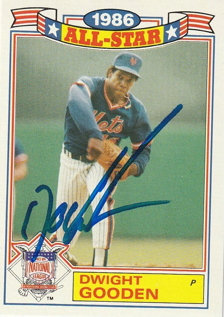 DWIGHT GOODEN NEW YORK METS  SIGNED 1987 TOPPS CARD #10