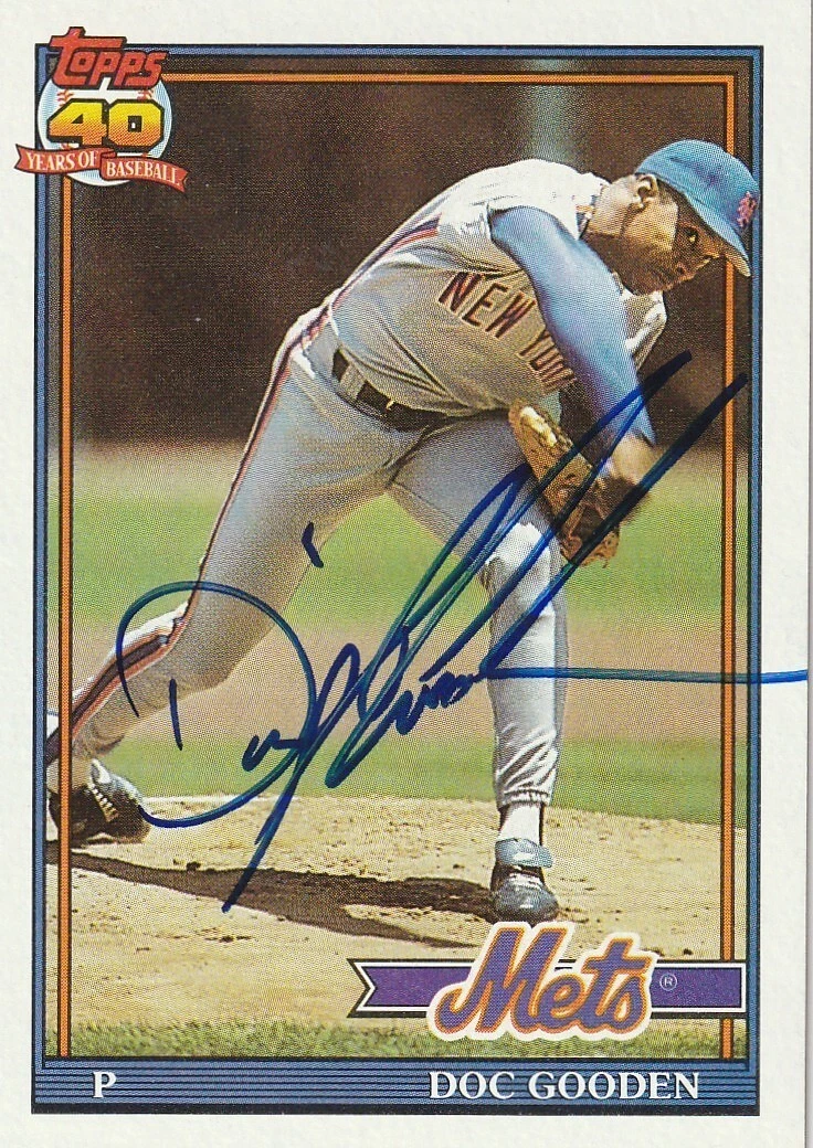 DWIGHT GOODEN NEW YORK METS  SIGNED 1991 TOPPS CARD #330