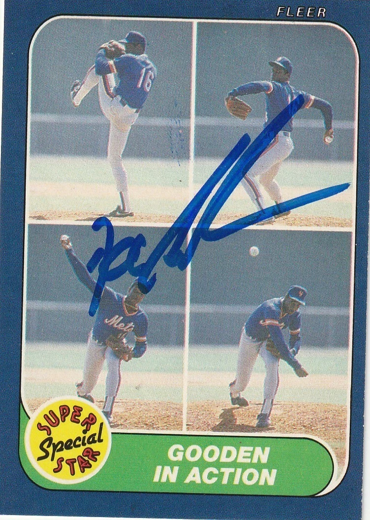 DWIGHT GOODEN NEW YORK METS  SIGNED 1986 FLEER CARD #626