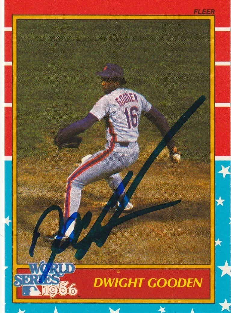 DWIGHT GOODEN NEW YORK METS  SIGNED 1987 FLEER CARD #7