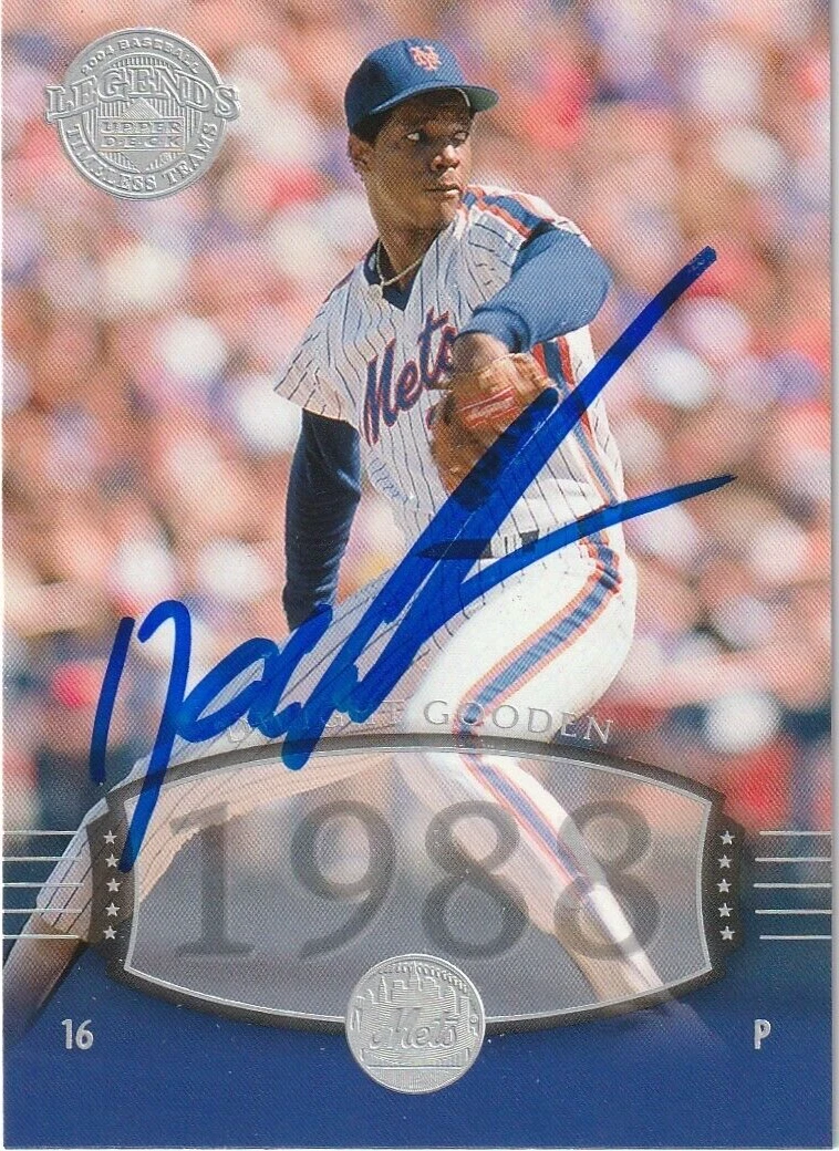 DWIGHT GOODEN NEW YORK METS  SIGNED 2004 UPPER DECK LEGENDS TT CARD #283