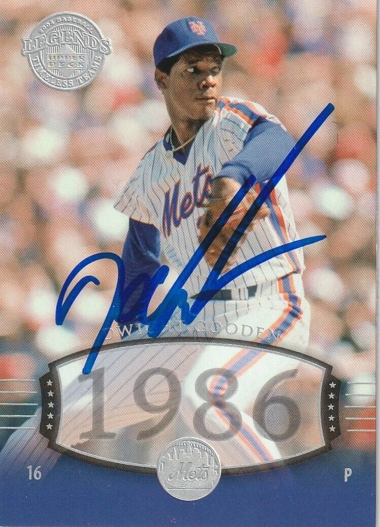 DWIGHT GOODEN NEW YORK METS  SIGNED 2004 UPPER DECK LEGENDS TT CARD #256