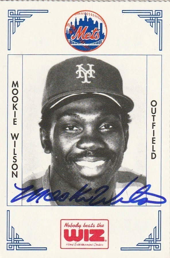 MOOKIE WILSON NEW YORK METS  SIGNED 1991 WIZ CARD #433