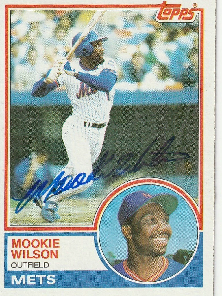 MOOKIE WILSON NEW YORK METS  SIGNED TOPPS 1983 CARD #55