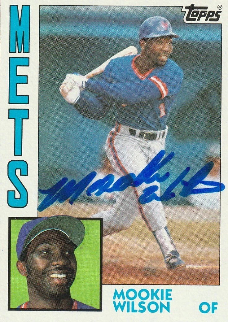 MOOKIE WILSON NEW YORK METS  SIGNED TOPPS 1984 CARD #465