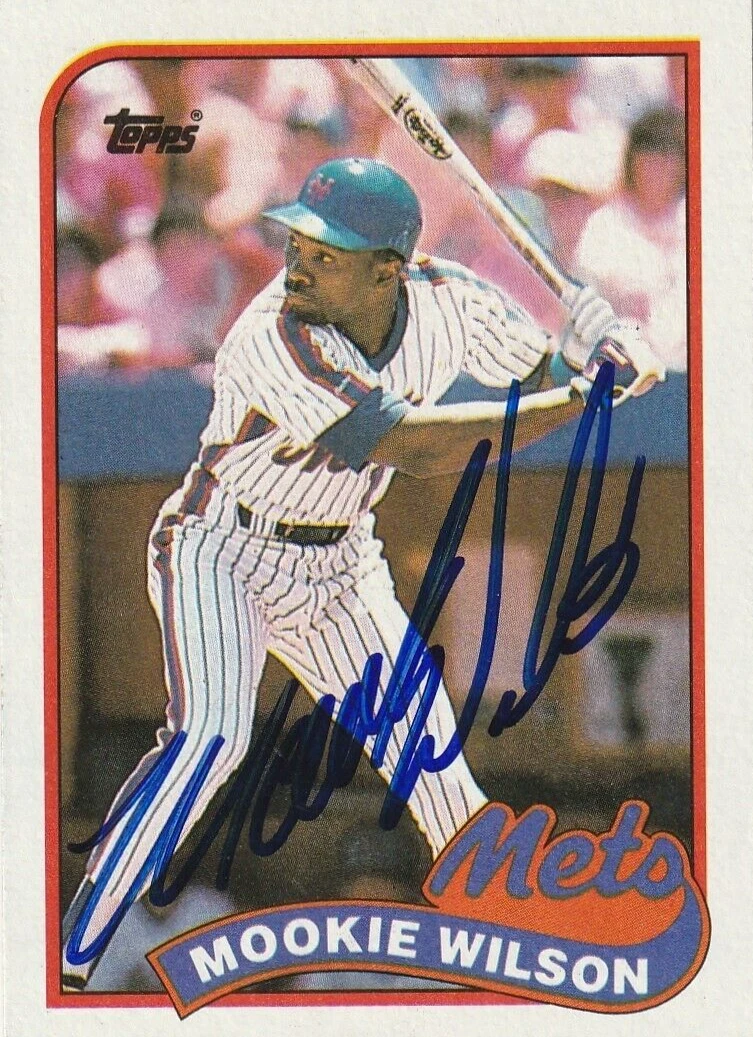 MOOKIE WILSON NEW YORK METS  SIGNED TOPPS 1989 CARD #545