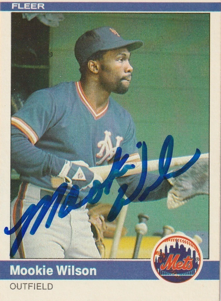 MOOKIE WILSON NEW YORK METS  SIGNED FLEER 1984 CARD #603