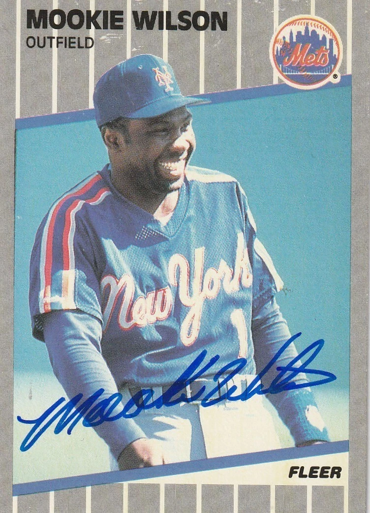 MOOKIE WILSON NEW YORK METS  SIGNED FLEER 1989 CARD #52