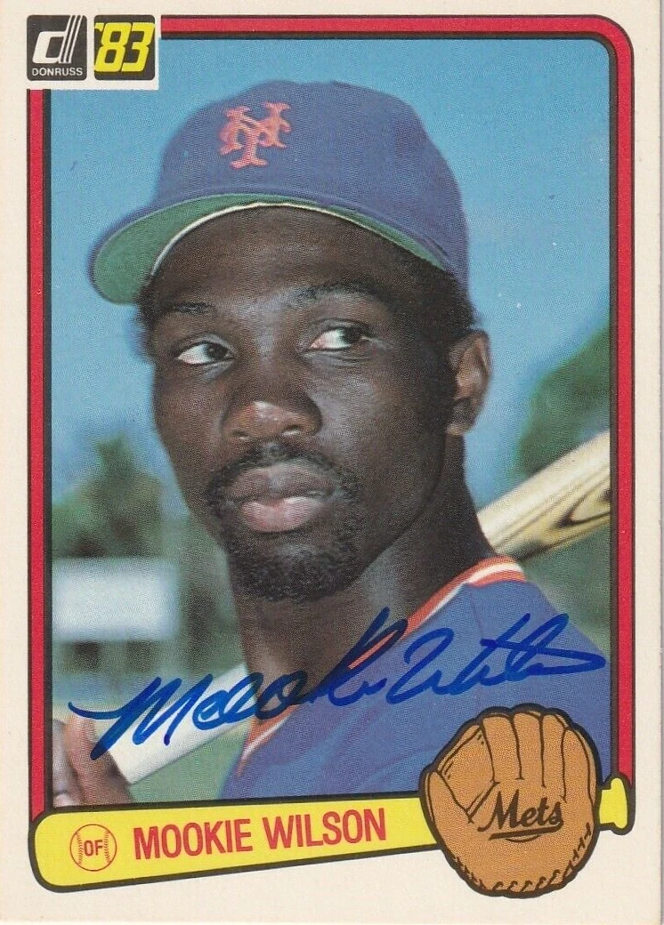 MOOKIE WILSON NEW YORK METS  SIGNED DONRUSS 1983 CARD #56