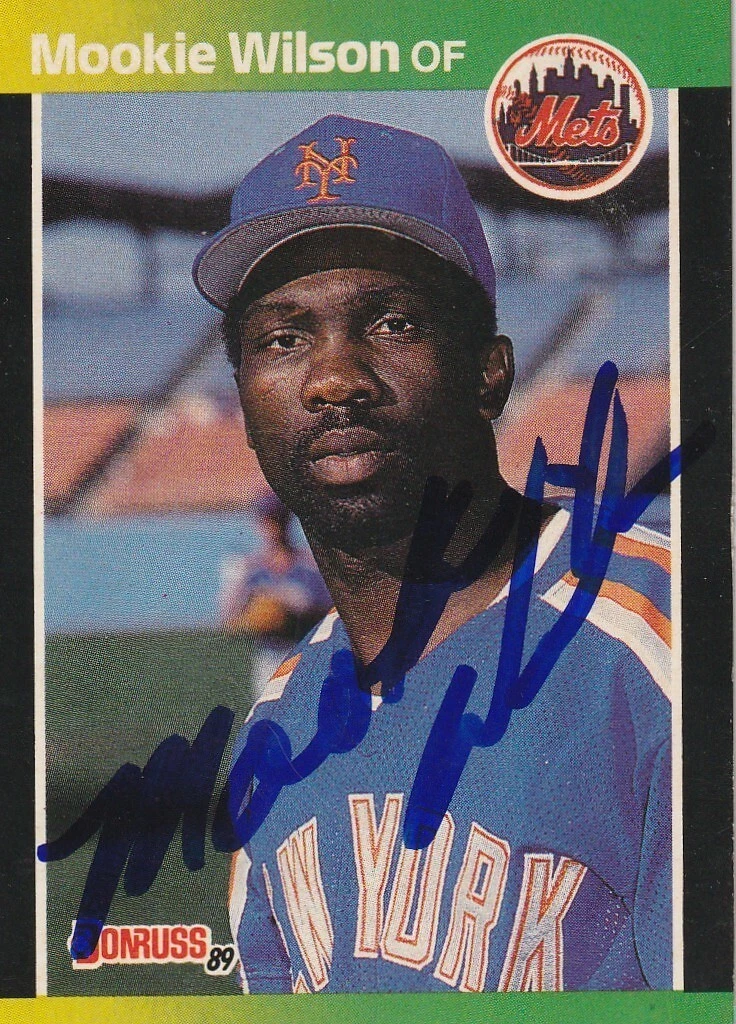MOOKIE WILSON NEW YORK METS  SIGNED DONRUSS 1989 CARD #152