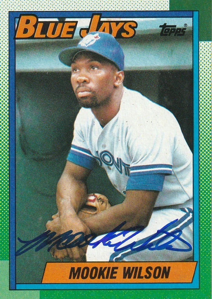 MOOKIE WILSON TORONTO BLUE JAYS  SIGNED 1990 TOPPS CARD #182