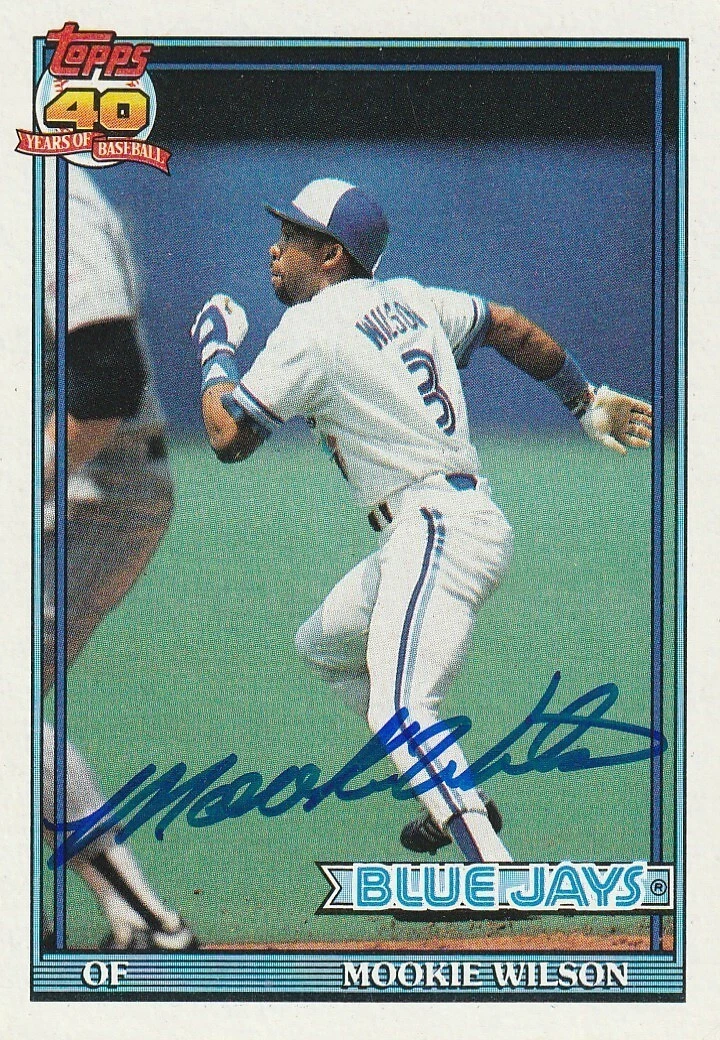 MOOKIE WILSON TORONTO BLUE JAYS  SIGNED 1991 TOPPS CARD #727