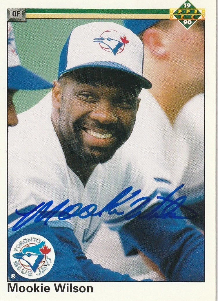 MOOKIE WILSON TORONTO BLUE JAYS  SIGNED 1990 UPPER DECK CARD #481