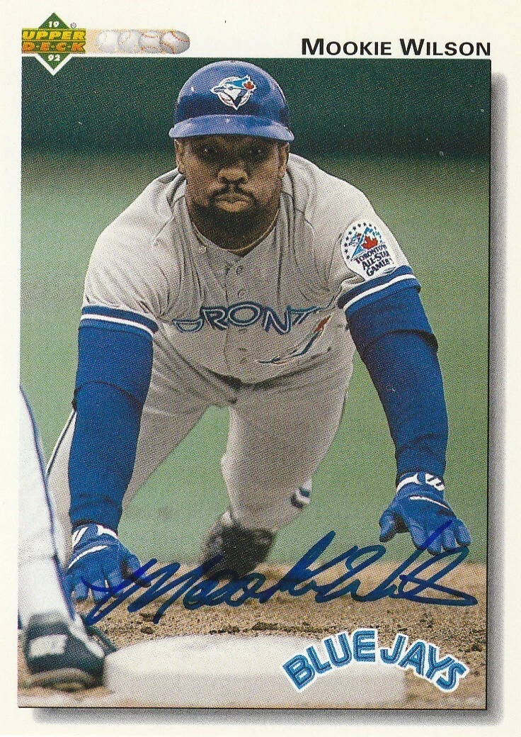 MOOKIE WILSON TORONTO BLUE JAYS  SIGNED 1992 UPPER DECK CARD #391
