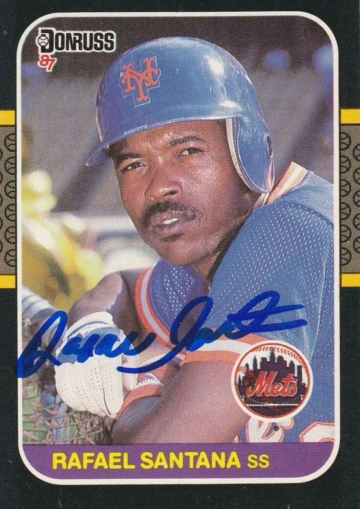 RAFAEL SANTANA NEW YORK METS  SIGNED 1987 DONRUSS CARD #569
