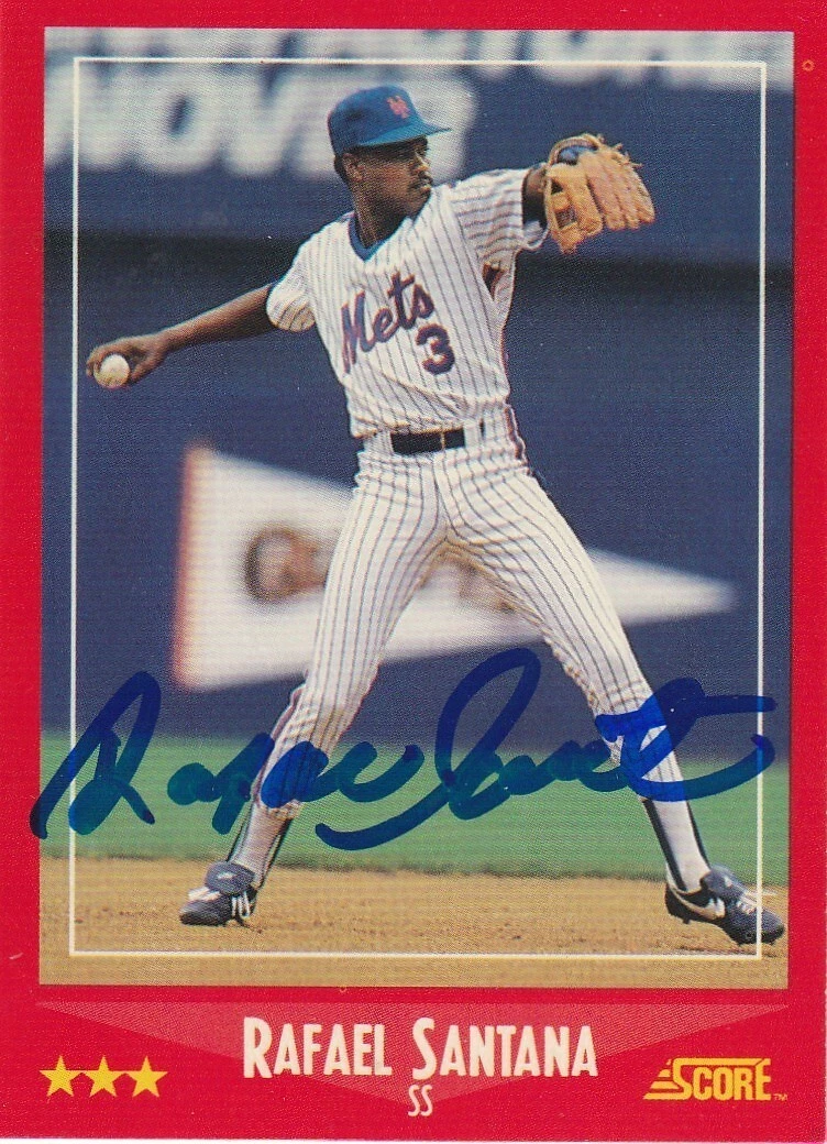 RAFAEL SANTANA NEW YORK METS  SIGNED 1988 SCORE CARD #316