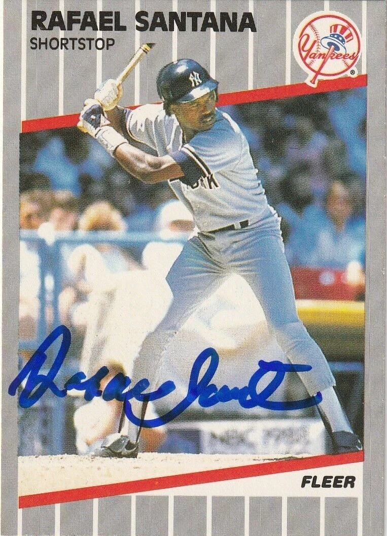 RAFAEL SANTANA NEW YORK YANKEES  SIGNED 1989 FLEER CARD #268