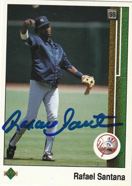 RAFAEL SANTANA NEW YORK YANKEES  SIGNED 1989 UPPER DECK CARD #216