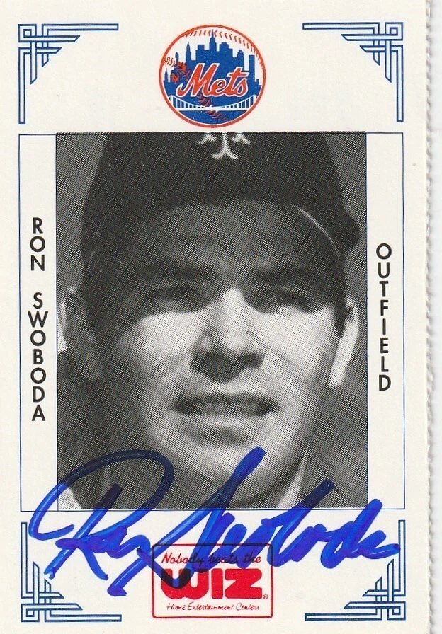 RON SWOBODA  NEW YORK METS  SIGNED 1991 WIZ CARD #390