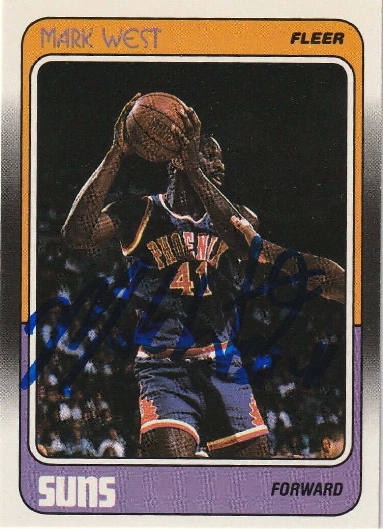 MARK WEST PHOENIX SUNS SIGNED ROOKIE 1988 FLEER CARD #91