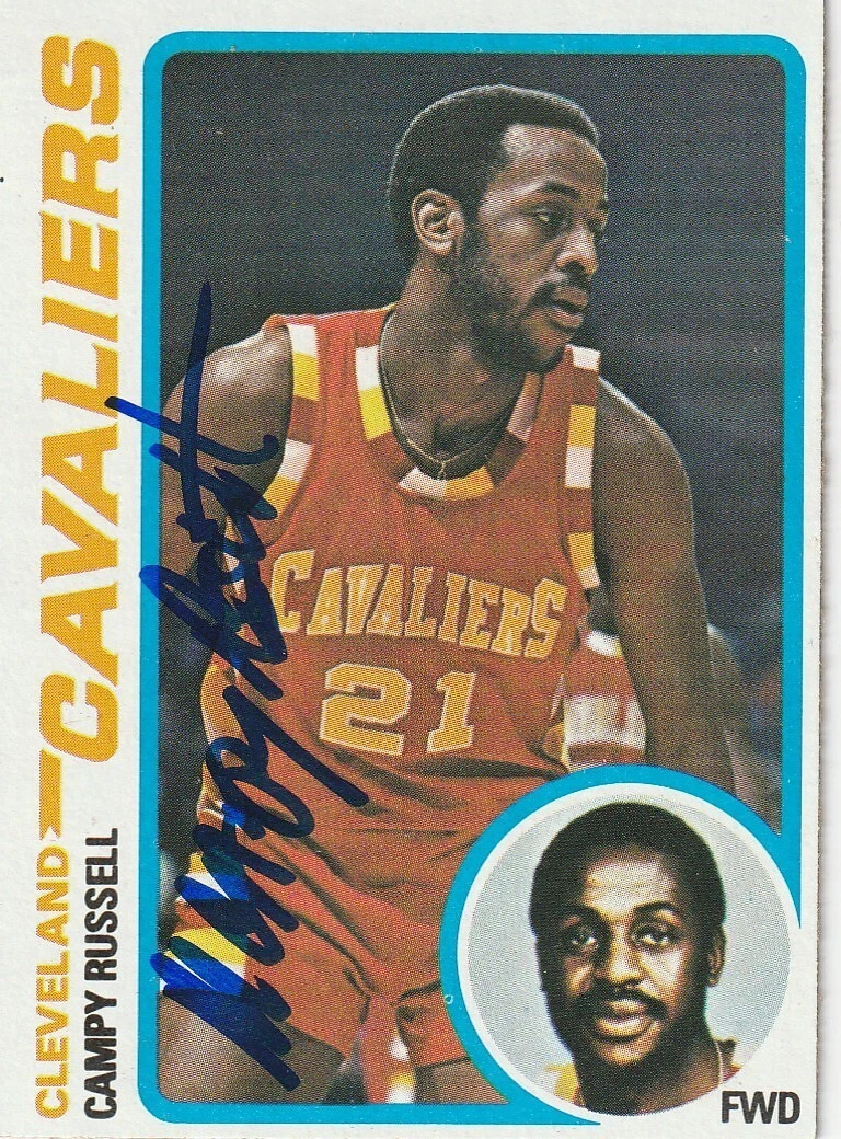 CAMPY RUSSELL CLEVELAND CAVALIERS  SIGNED 1978 TOPPS CARD #32