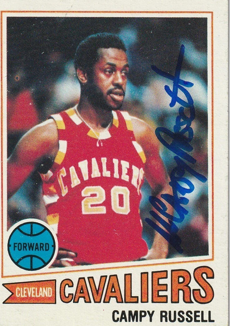 CAMPY RUSSELL CLEVELAND CAVALIERS  SIGNED 1977 TOPPS CARD #83