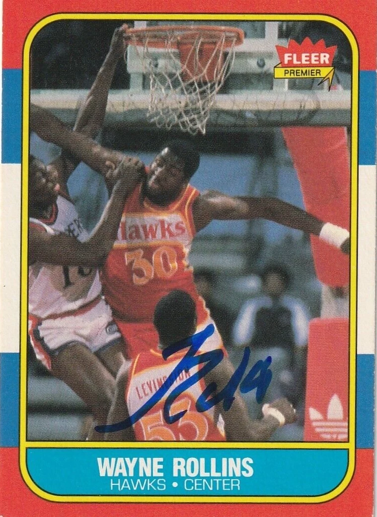 TREE ROLLINS ATLANTA HAWKS  SIGNED 1986 FLEER CARD #94