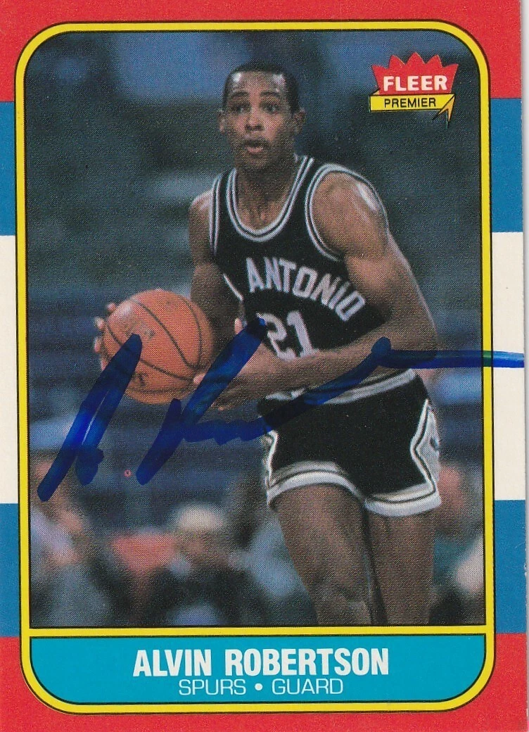 ALVIN ROBERTSON SAN ANTONIO SPURS  SIGNED 1986 FLEER CARD #92