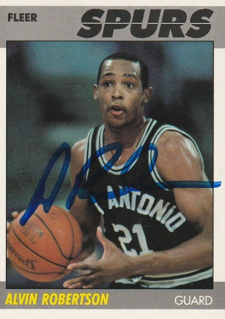 ALVIN ROBERTSON SAN ANTONIO SPURS  SIGNED 1987 FLEER CARD #93