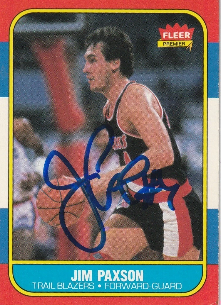 JIM PAXSON PORTLAND TRAIL BLAZERS SIGNED 1986 FLEER CARD #85