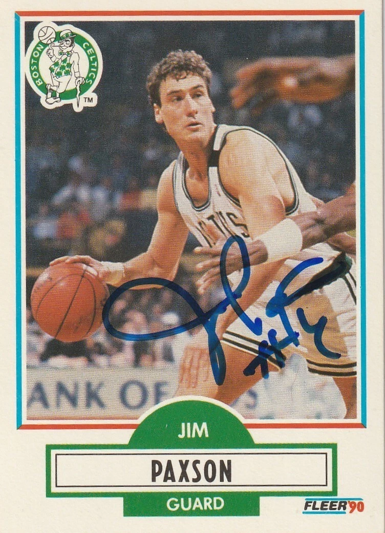 JIM PAXSON BOSTON CELTICS SIGNED 1990 FLEER CARD #14