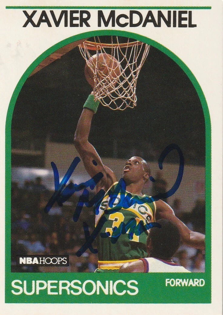 XAVIER MCDANIEL  SEATTLE SUPERSONICS  SIGNED 1989 NBA HOOPS CARD #70