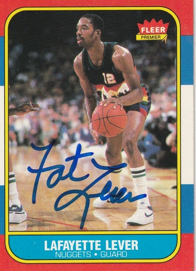LAFAYETTE FAT LEVER  DENVER NUGGETS  SIGNED 1986 FLEER CARD #63
