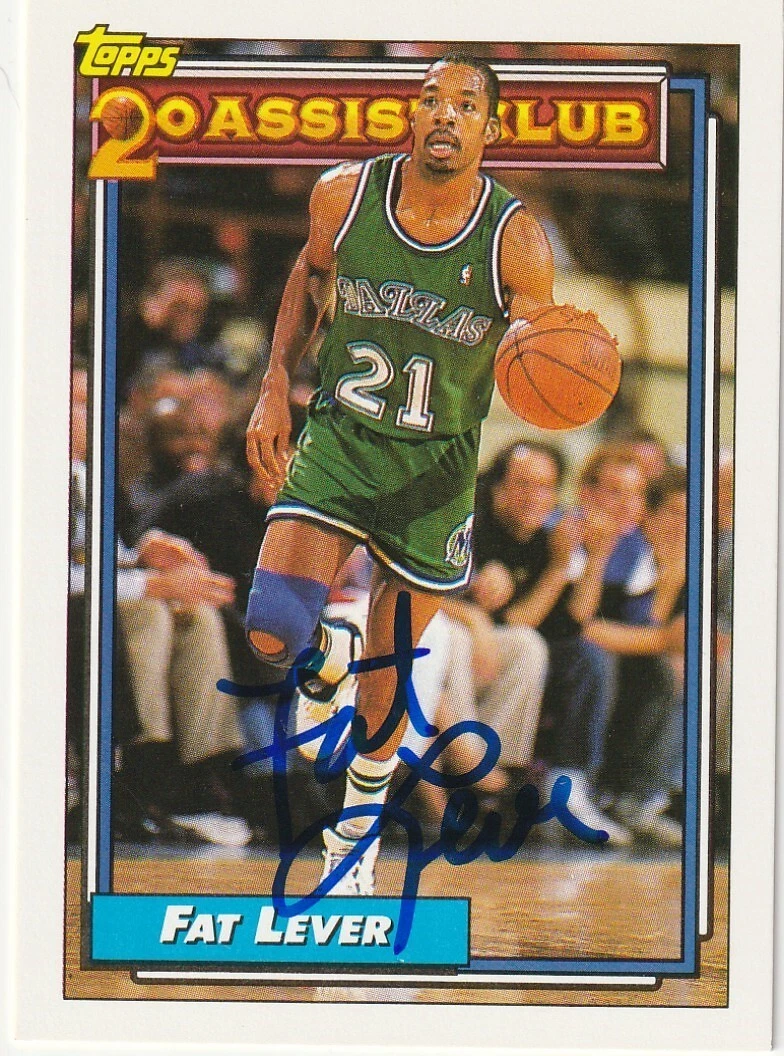 LAFAYETTE FAT LEVER  DALLAS MAVERICKS  SIGNED 1992 TOPPS CARD #221