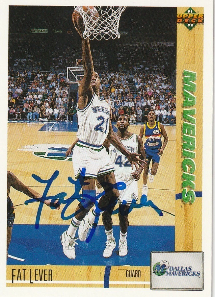 LAFAYETTE FAT LEVER  DALLAS MAVERICKS  SIGNED 1991 UPPER DECK CARD #157