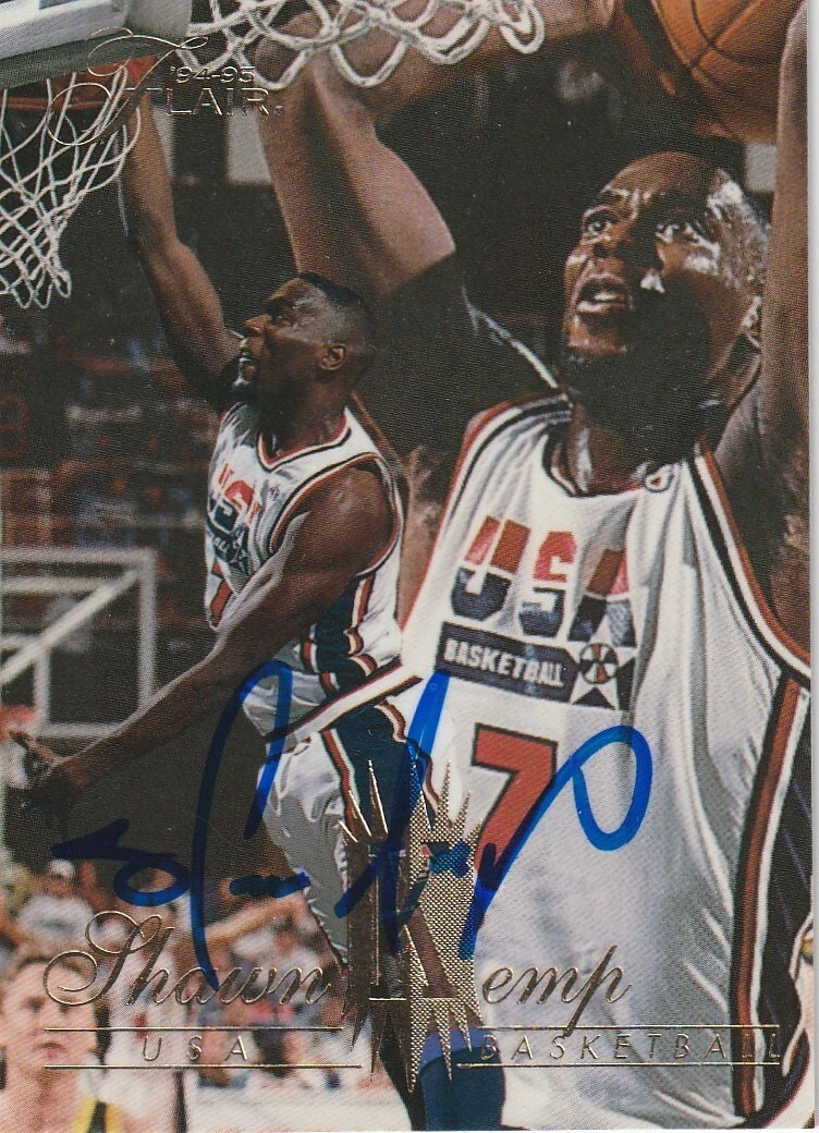SHAWN KEMP TEAM USA  SIGNED 1994 FLAIR USA CARD #164