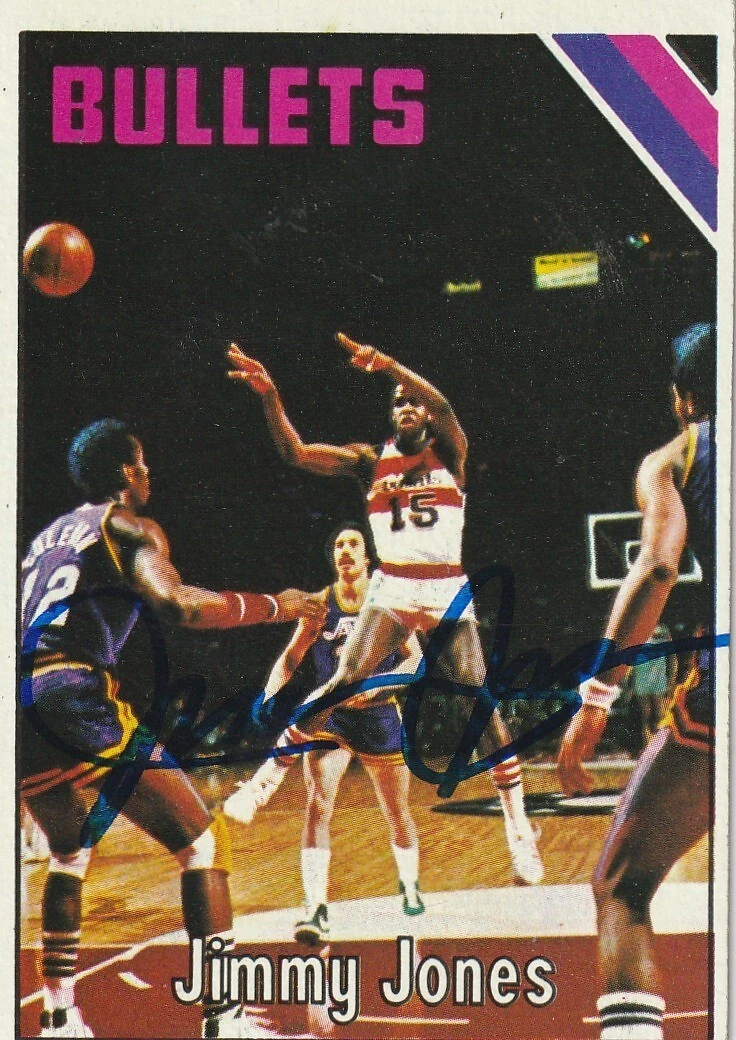 JIMMY JONES WASHINGTON BULLETS  SIGNED 1975 TOPPS CARD #23
