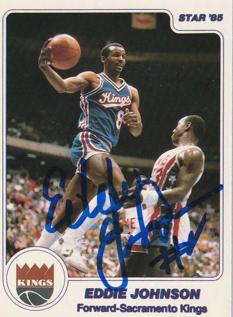EDDIE JOHNSON SACRAMENTO KINGS  SIGNED 1985 STAR CARD #273